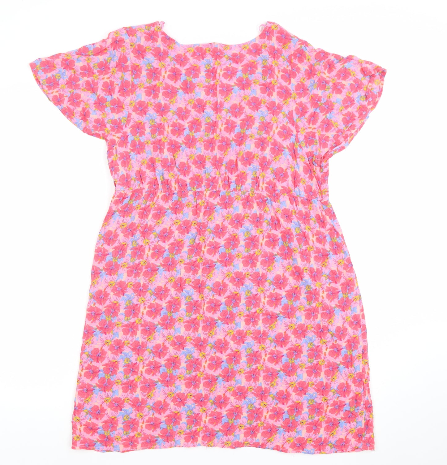 Primark Women’s Pink Floral Fit & Flare Knee Length Dress Size 14