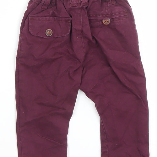 Next Unisex Baby Red Khaki Trousers 6-9 Months Elastic Waist Casual