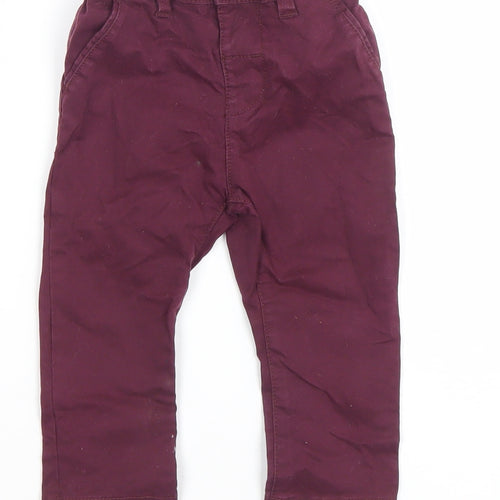 Next Unisex Baby Red Khaki Trousers 6-9 Months Elastic Waist Casual