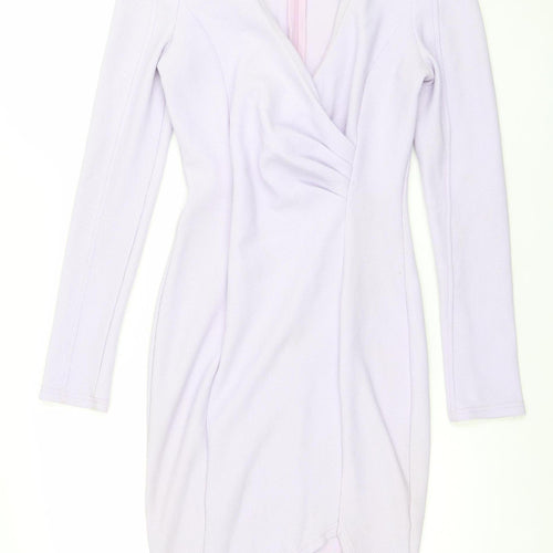 Armani Exchange Women Purple Bodycon Dress Size 8 Long Sleeve