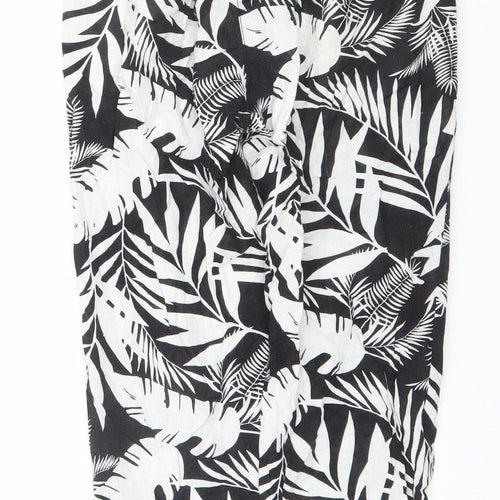 Avenue Womens Black Tropical Print Linen Blend Tapered Trousers Size 10