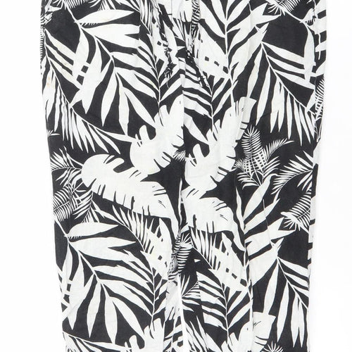 Avenue Womens Black Tropical Print Linen Blend Tapered Trousers Size 10