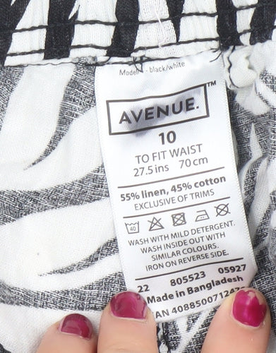 Avenue Womens Black Tropical Print Linen Blend Tapered Trousers Size 10