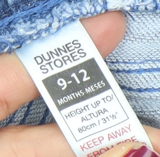 Dunnes Stores Blue Baby Jeans 9-12 Months Unisex Stretch Denim Trousers