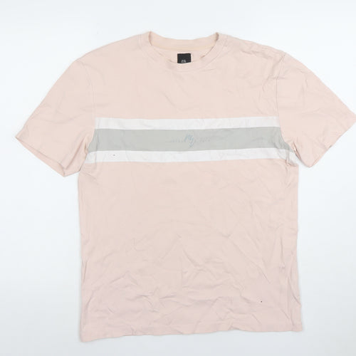 River Island Men’s Beige Colourblock Crew Neck T-Shirt Size S