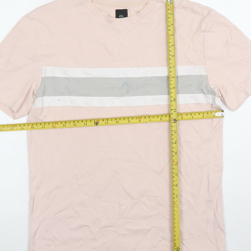 River Island Men’s Beige Colourblock Crew Neck T-Shirt Size S