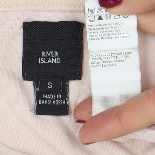 River Island Men’s Beige Colourblock Crew Neck T-Shirt Size S