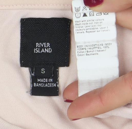 River Island Men’s Beige Colourblock Crew Neck T-Shirt Size S