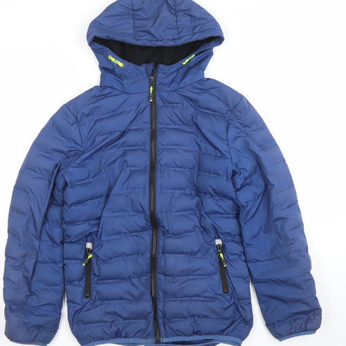 TU Boys Blue Hooded Puffer Jacket 11-12 Years Winter Quilted Coat