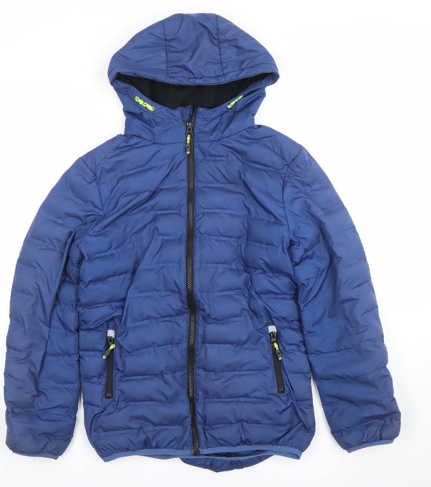 TU Boys Blue Hooded Puffer Jacket 11-12 Years Winter Quilted Coat