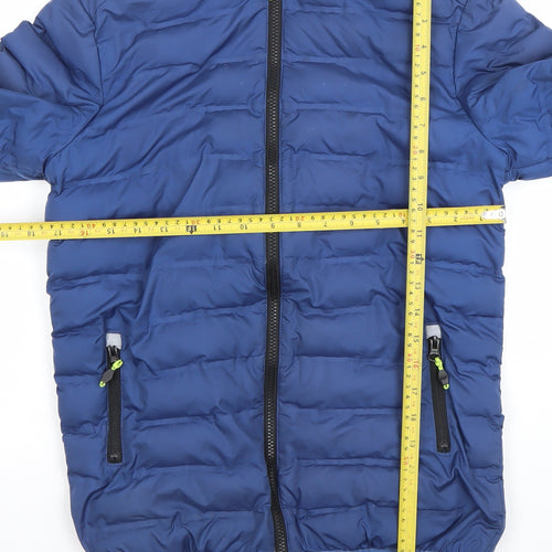 TU Boys Blue Hooded Puffer Jacket 11-12 Years Winter Quilted Coat