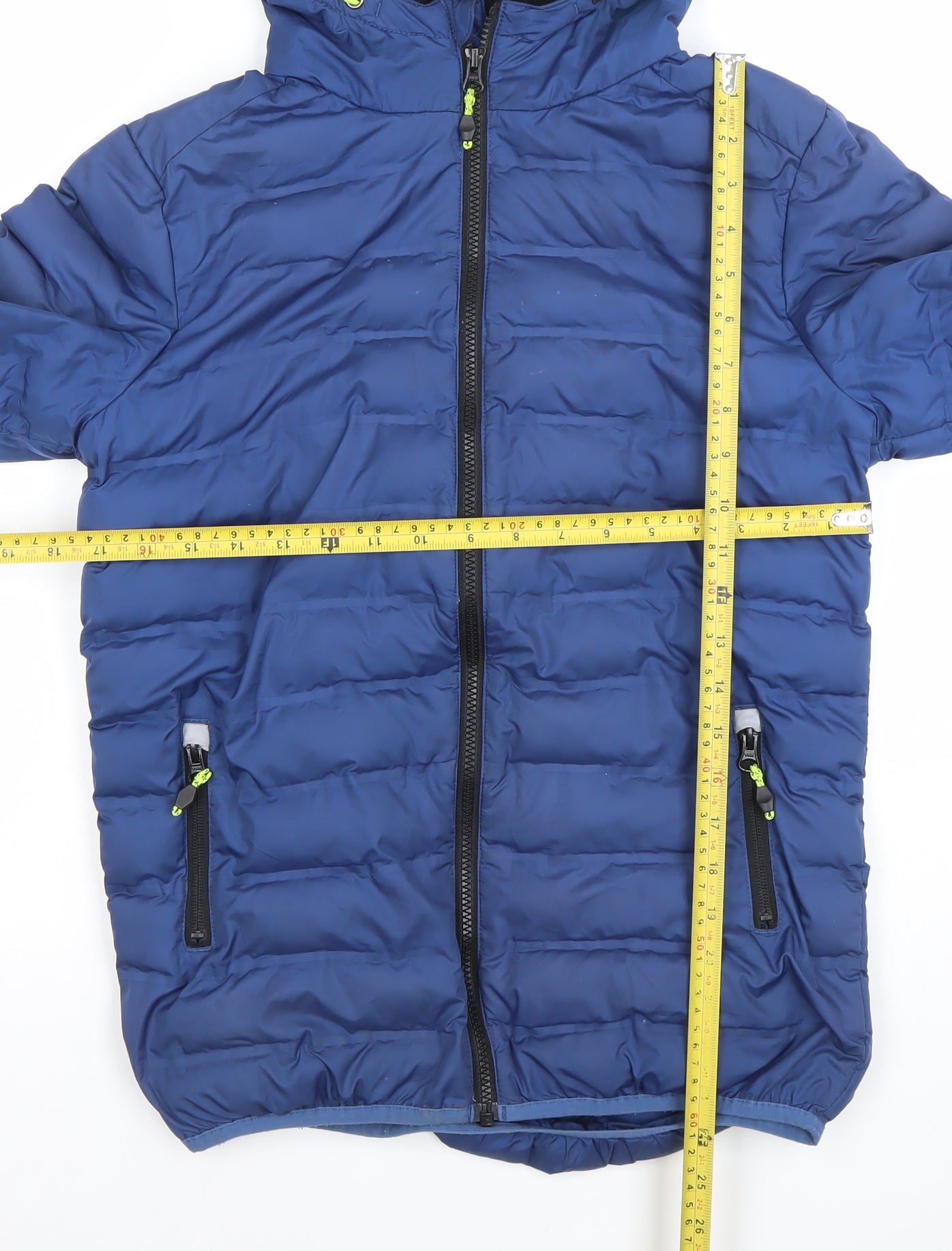 TU Boys Blue Hooded Puffer Jacket 11-12 Years Winter Quilted Coat