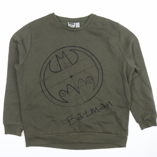 Batman Khaki Green Women's Cotton Blend Pullover Sweatshirt Size 16