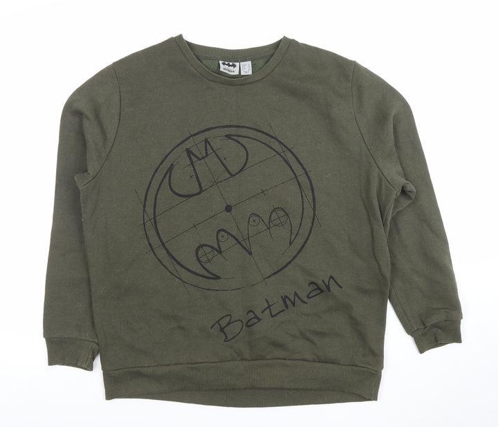 Batman Khaki Green Women's Cotton Blend Pullover Sweatshirt Size 16