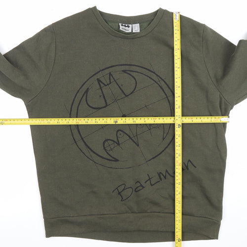 Batman Khaki Green Women's Cotton Blend Pullover Sweatshirt Size 16