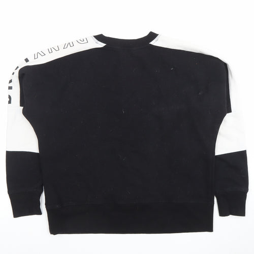 DKNY Sport Womens Black White Logo Crew Neck Sweatshirt Size XS