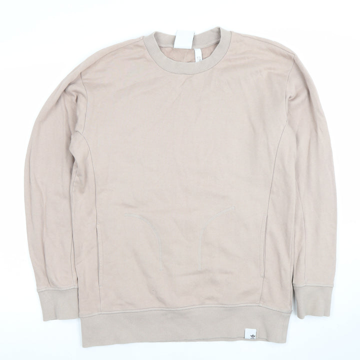 Adidas Men Beige Cotton Sweatshirt M Crew Neck Pullover