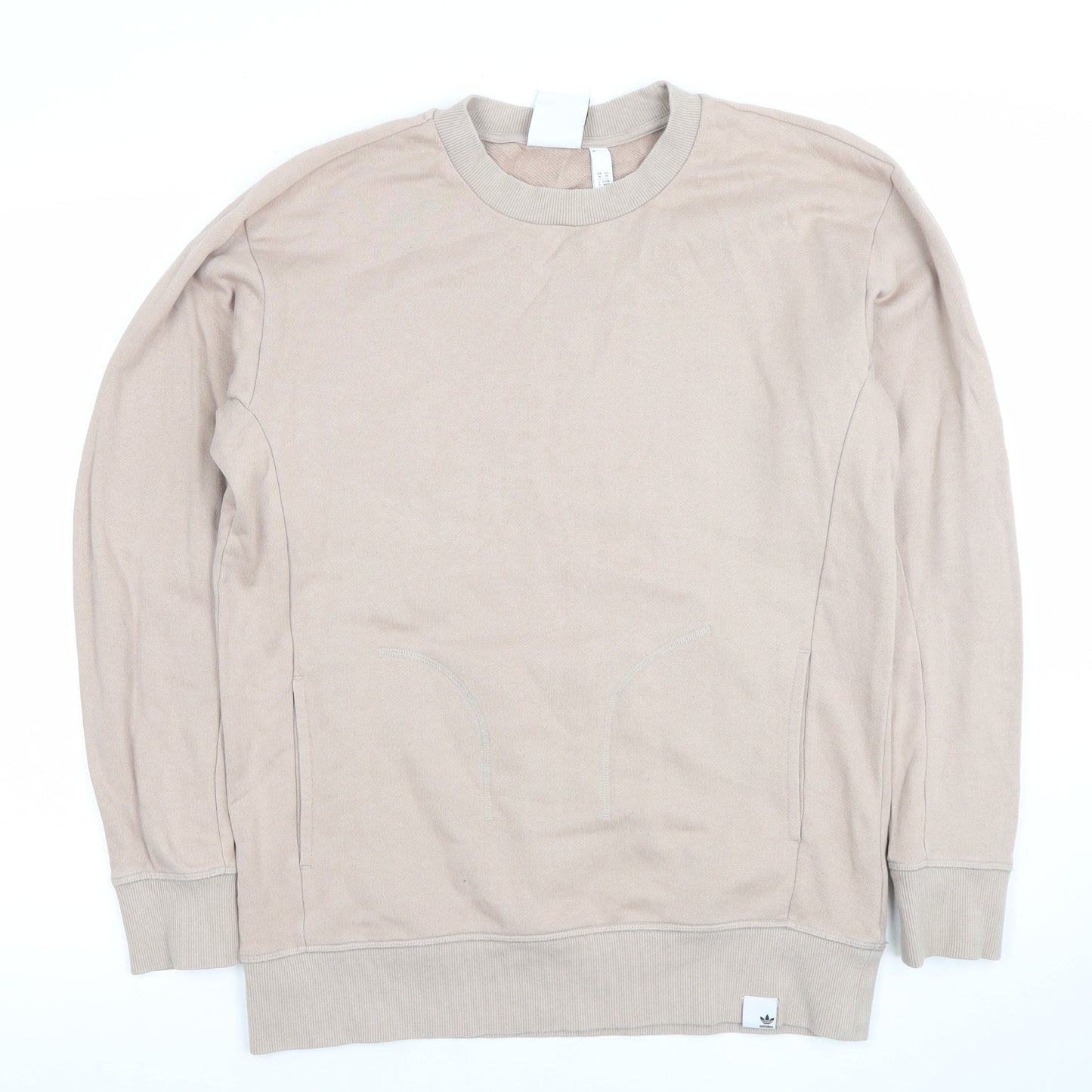 Adidas Men Beige Cotton Sweatshirt M Crew Neck Pullover