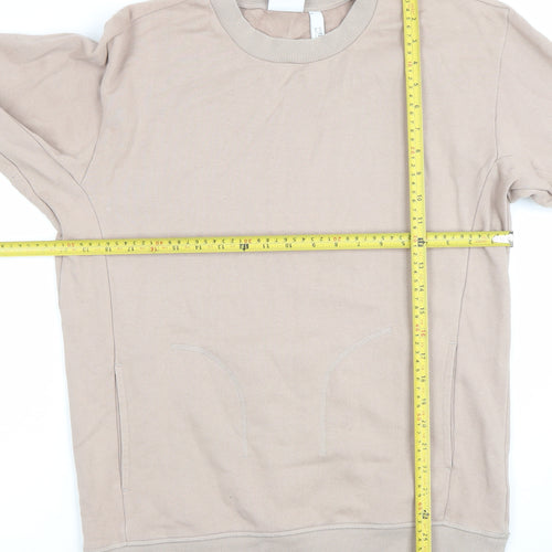 Adidas Men Beige Cotton Sweatshirt M Crew Neck Pullover