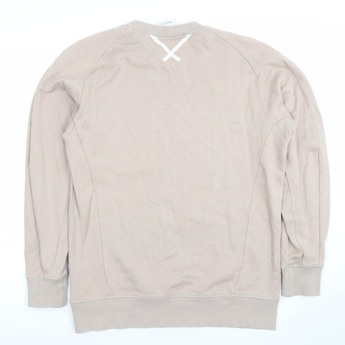 Adidas Men Beige Cotton Sweatshirt M Crew Neck Pullover