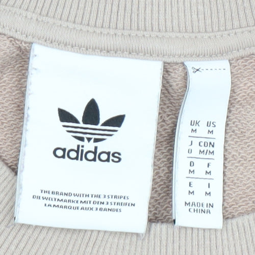 Adidas Men Beige Cotton Sweatshirt M Crew Neck Pullover