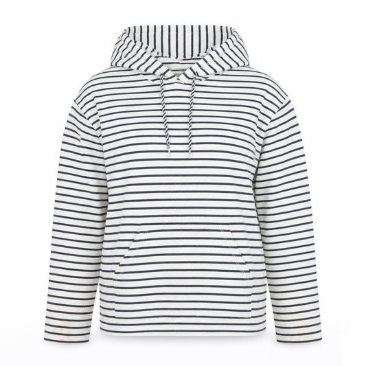 Front view of Papaya Women’s Navy & White Striped Hoodie XS Cotton Pullover