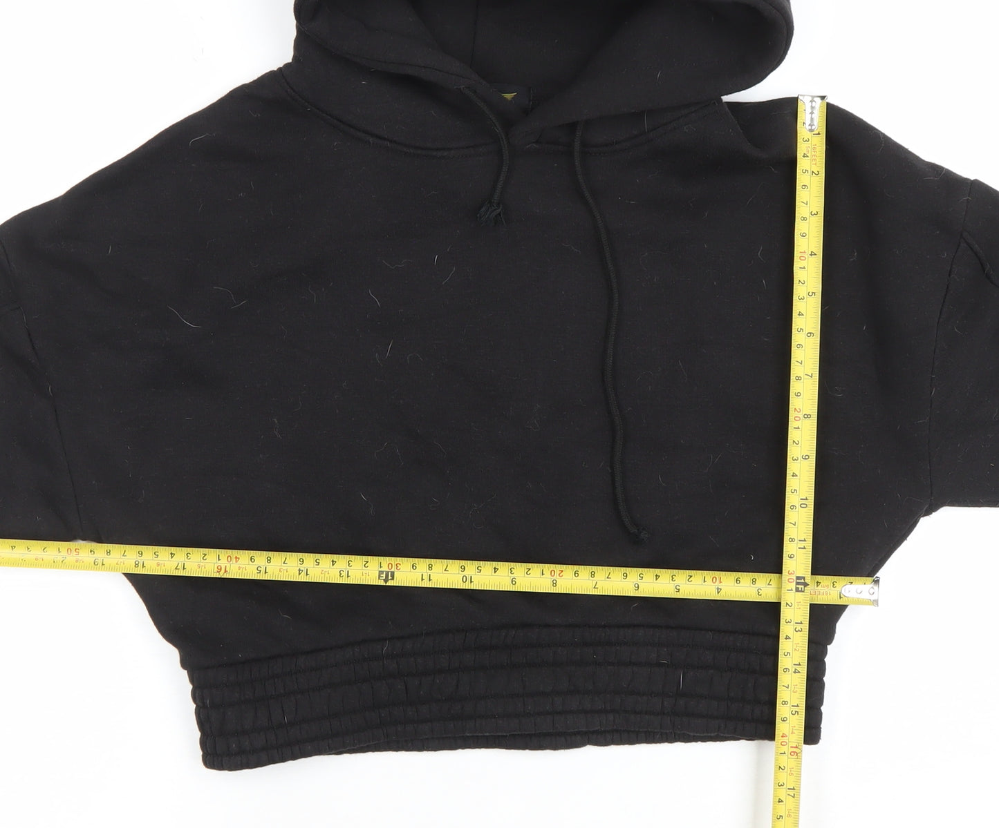 MFG Women Black 7XL Cropped Pullover Hoodie 48% Cotton 52% Polyester