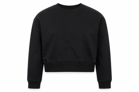 Front view of Monki Women Black Cotton Blend Crew Neck Pullover Sweatshirt, size S