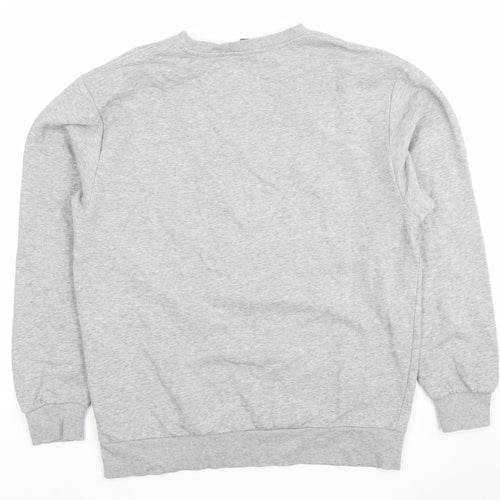 H&M Men's Grey Pullover Sweatshirt M Embroidered I AM OK