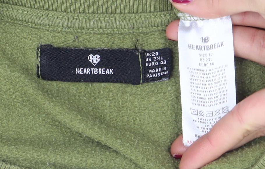 Heartbreak Women’s Green 2XL Crew Neck Pullover Sweatshirt