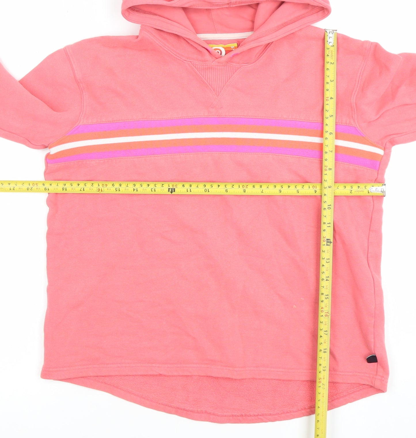 St. Bert's Girls Pink Striped Pullover Hoodie 13-14 Years Cotton Long Sleeve