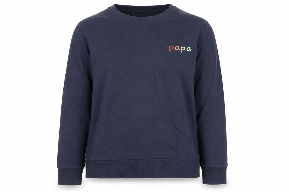 Front view of MORI unisex adults navy organic cotton pullover sweatshirt m