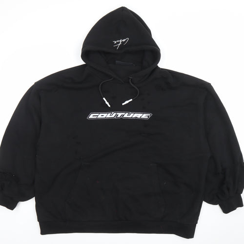 Couture Women Black UK 10 Pullover Distressed Hoodie