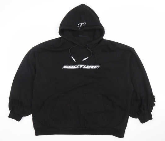 Couture Women Black UK 10 Pullover Distressed Hoodie