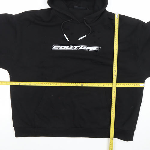 Couture Women Black UK 10 Pullover Distressed Hoodie