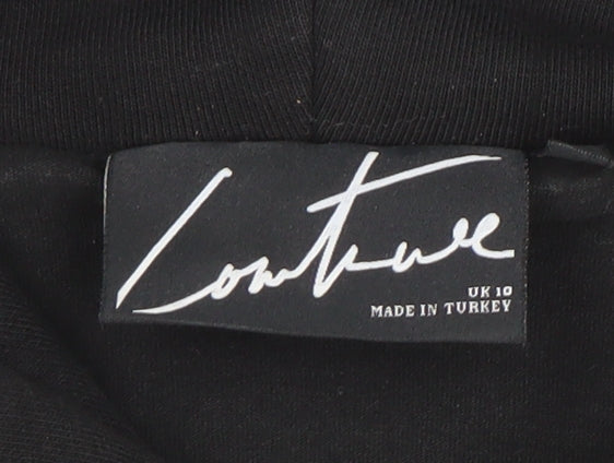 Couture Women Black UK 10 Pullover Distressed Hoodie