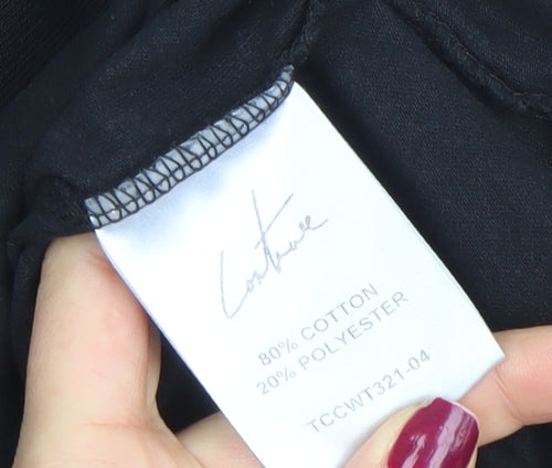 Couture Women Black UK 10 Pullover Distressed Hoodie