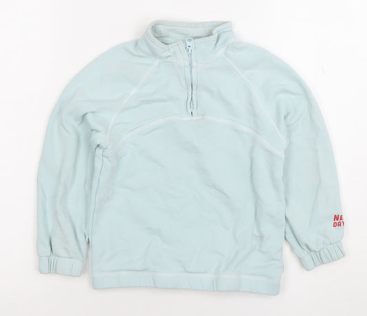H&M Boys Blue 5-6 Years 1/2 Zip Fleece Sweatshirt Pullover Top