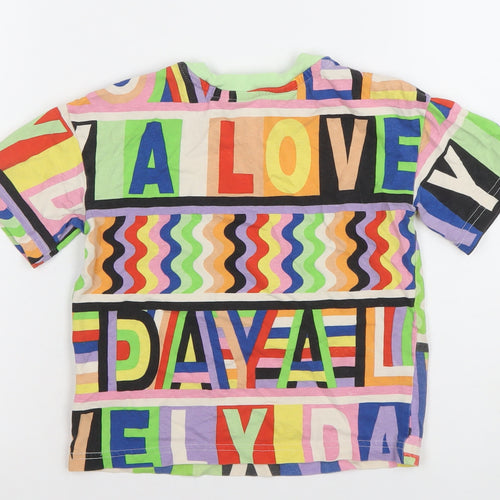 H&M Girls Multicoloured Graphic LOVE T-Shirt 3-4 Years Cotton Crew Neck
