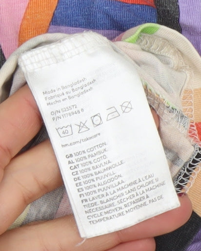 H&M Girls Multicoloured Graphic LOVE T-Shirt 3-4 Years Cotton Crew Neck