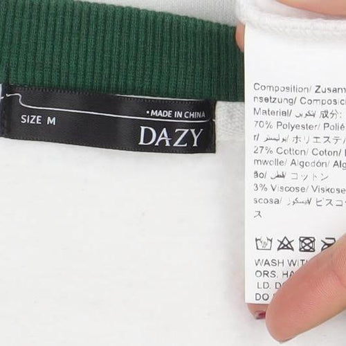 DAZY Men's White Green Graphic Pullover Sweatshirt Size M