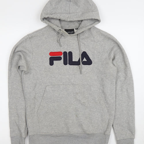 FILA Black Line Men's Grey Pullover Hoodie XS Logo Sports Style