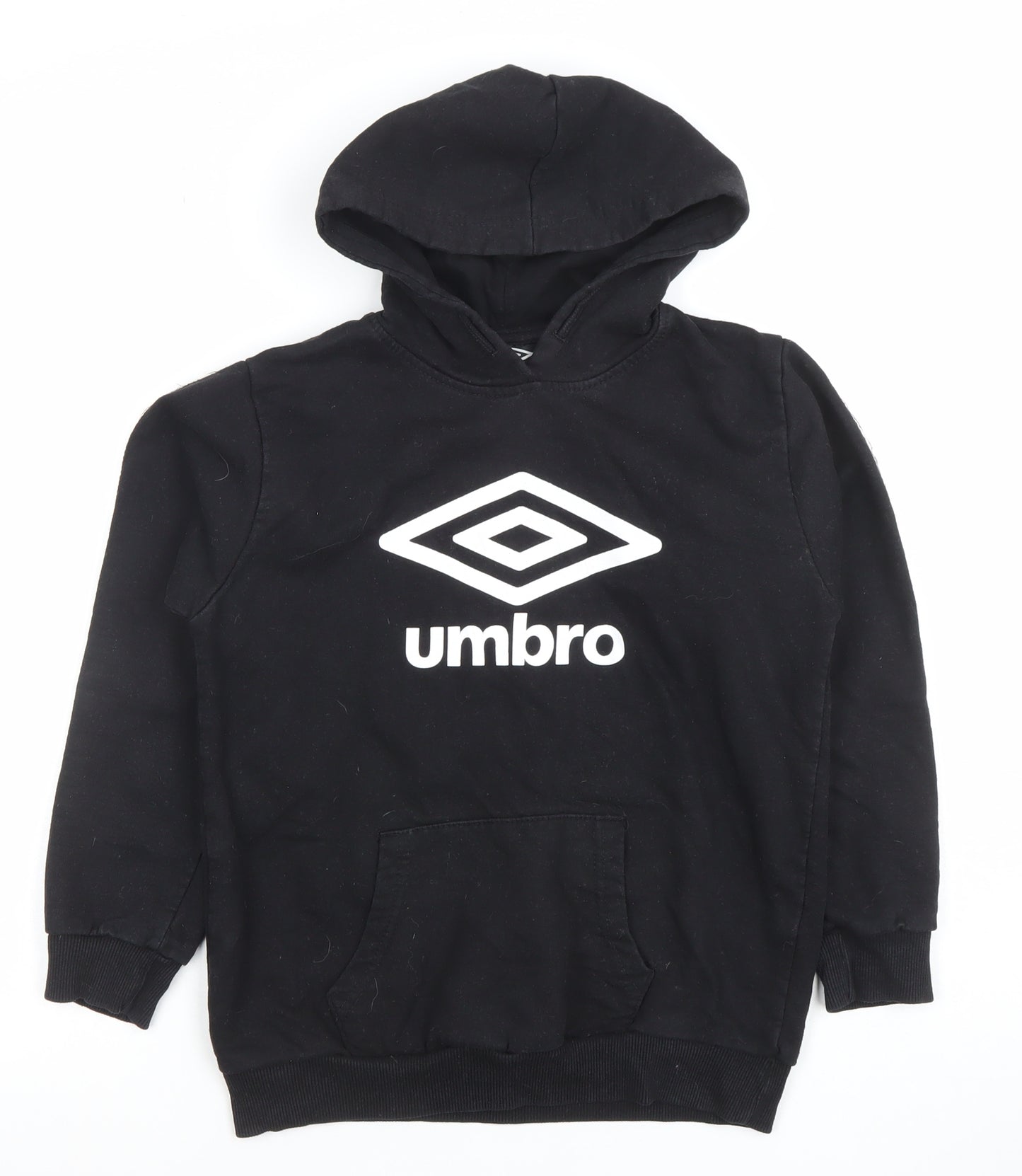 Umbro Boys Black Pullover Hoodie 9-10 Years Cotton Blend Logo Design