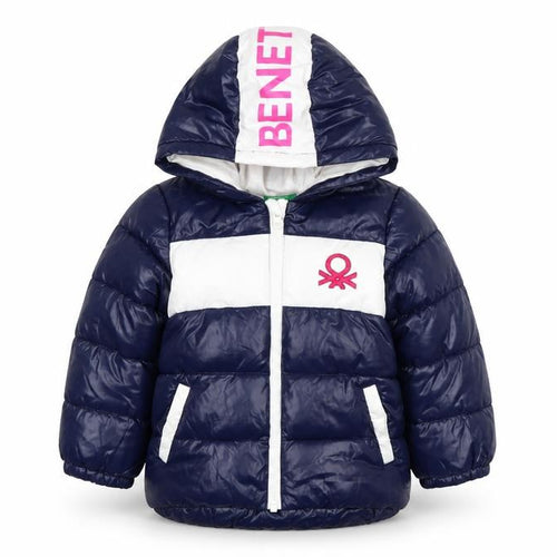 United Colors of Benetton Blue Puffer Jacket 18-24 Months Unisex Hooded Warm Coat