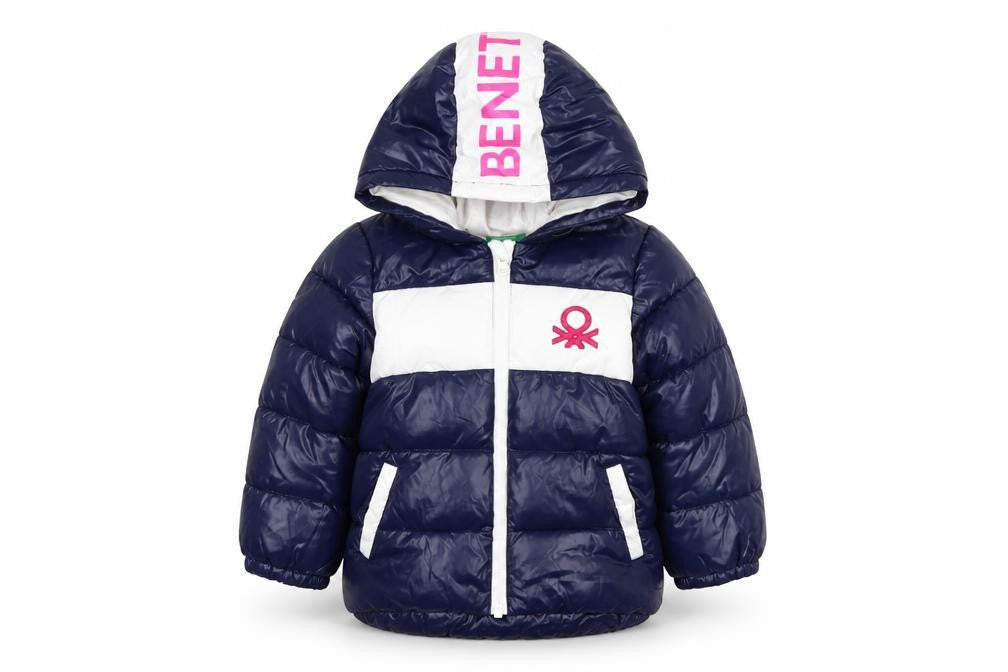 United Colors of Benetton Blue Puffer Jacket 18-24 Months Unisex Hooded Warm Coat