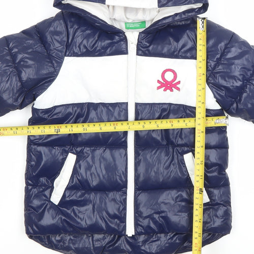 United Colors of Benetton Blue Puffer Jacket 18-24 Months Unisex Hooded Warm Coat