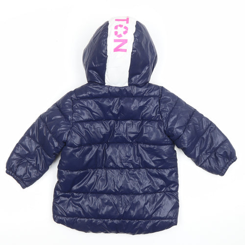 United Colors of Benetton Blue Puffer Jacket 18-24 Months Unisex Hooded Warm Coat