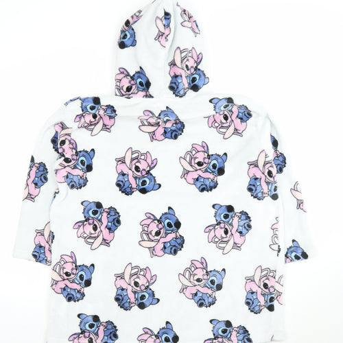 Disney Girls White Stitch Hooded Fleece Hoodie 9-12 Years Pullover