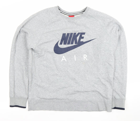 Nike Men’s Grey AIR Logo Sweatshirt L Regular Fit Pullover