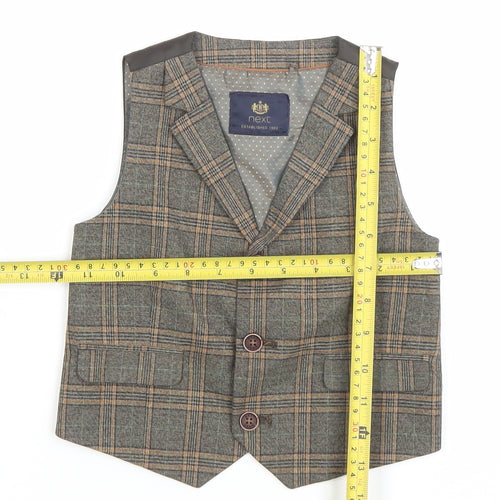 NEXT Unisex Baby Brown Check Waistcoat 18-24 Months Formal Suit Vest